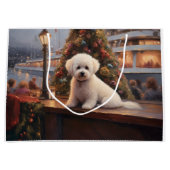 Bichon Frise Christmas Cruise: Pawsome Holiday ラージペーパーバッグ (正面)