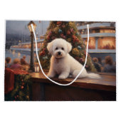 Bichon Frise Christmas Cruise: Pawsome Holiday ラージペーパーバッグ (裏面)