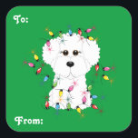 Bichon Frise Christmas Giftスタンプ スクエアシール<br><div class="desc">Bichon Friseクリスマスプレゼントラベルシール！</div>