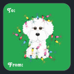 Bichon Frise Christmas Giftスタンプ スクエアシール<br><div class="desc">Bichon Friseクリスマスプレゼントラベルシール！</div>