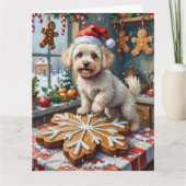 Bichon Frise Christmas Gingerbread Baking Holiday カード (正面)