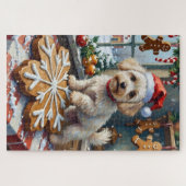 Bichon Frise Christmas Gingerbread Baking Holiday ジグソーパズル (横)
