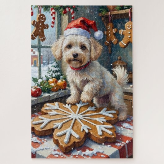 Bichon Frise Christmas Gingerbread Baking Holiday ジグソーパズル (縦)