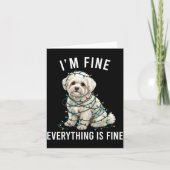 Bichon Frise Christmas I'm Fine Everything Is Fine カード (正面)