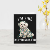 Bichon Frise Christmas I'm Fine Everything Is Fine カード (黄色い花)