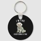 Bichon Frise Christmas I'm Fine Everything Is Fine キーホルダー (正面)