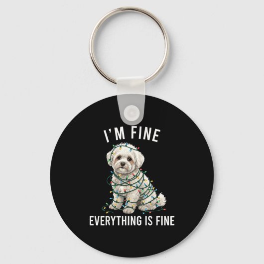 Bichon Frise Christmas I'm Fine Everything Is Fine キーホルダー (正面)
