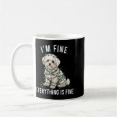 Bichon Frise Christmas I'm Fine Everything Is Fine コーヒーマグカップ (左)
