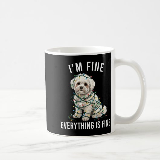 Bichon Frise Christmas I'm Fine Everything Is Fine コーヒーマグカップ (右)