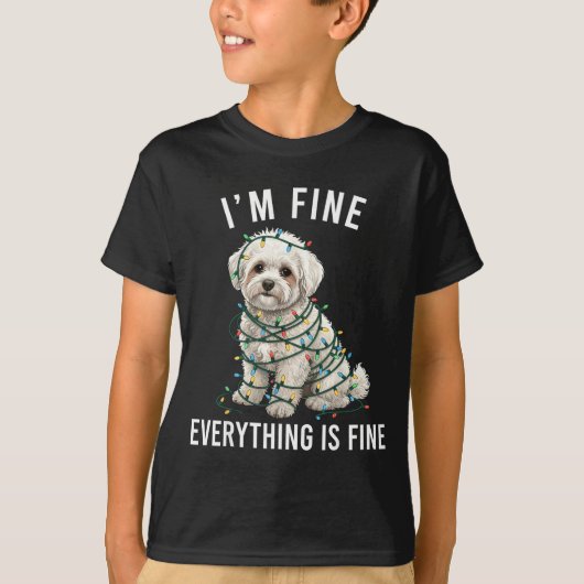 Bichon Frise Christmas I'm Fine Everything Is Fine Tシャツ (正面)