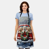 Bichon Frise Christmas Red Truck Holiday エプロン (着用した状態)