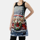 Bichon Frise Christmas Red Truck Holiday エプロン (インサイチュ)