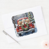 Bichon Frise Christmas Red Truck Holiday スクエアシール (封筒)