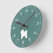 Bichon Frise Dog Bred Silhouette Round Clock ラウンド壁時計 (傾斜)