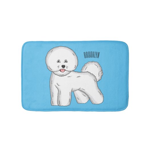 Bichon frise dog cartoon illustration バスマット (正面)