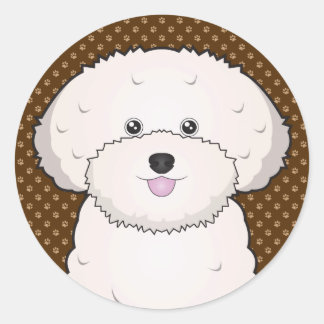 Bichon Frise Dog Cartoon Paws ラウンドシール