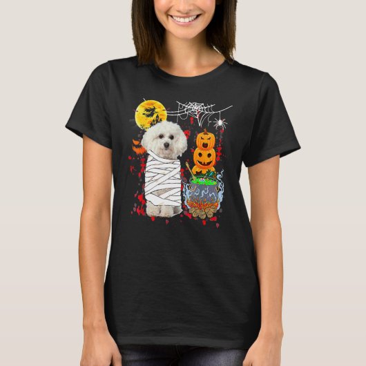 Bichon Frise Dog Halloween Costume Dog Tシャツ (正面)