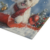 Bichon Frise Dog in Sledge Let it Snow Christmas  カッティングボード (角)