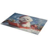 Bichon Frise Dog in Sledge Let it Snow Christmas  カッティングボード (角)