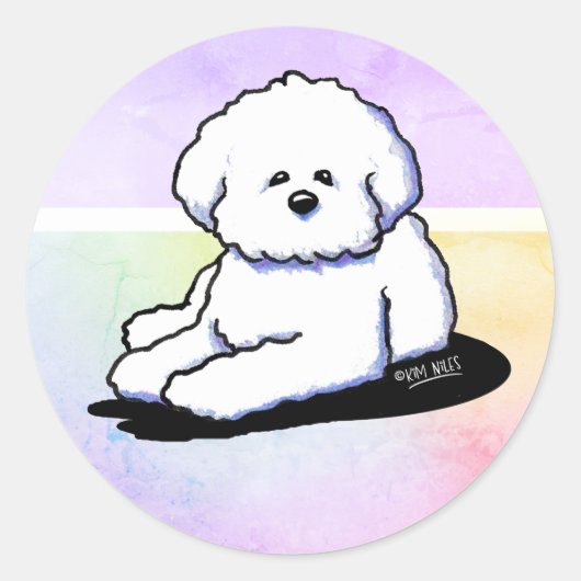 Bichon Frise Dog Stickers ラウンドシール (正面)