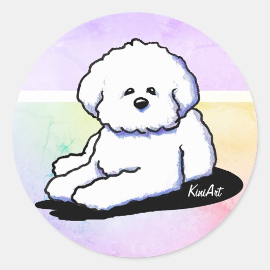 Bichon Frise Dog Stickers ラウンドシール (正面)