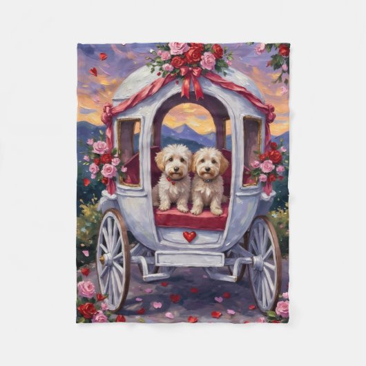 Bichon Frise Dog Valentine's Day フリースブランケット (正面)