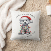 Bichon Frise Dog Wrapped In Christmas Light クッション (ブランケット)