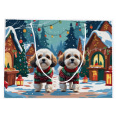 Bichon Frise Dogs Christmas Snow Holiday ラージペーパーバッグ (裏面)