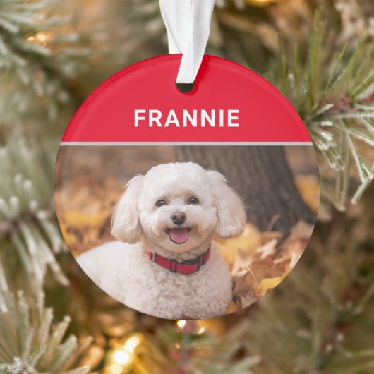 Bichon Frise Dog's Name and Photo Christmas オーナメント (ツリー)