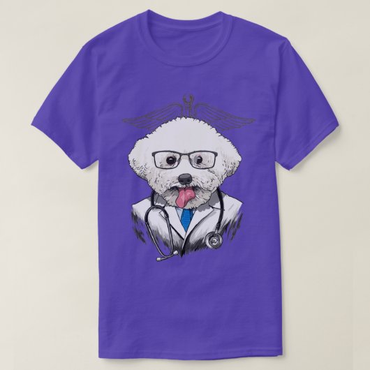 Bichon Frise Dogtor Vet Veterinarian Dog Doctor Tシャツ (デザイン正面)