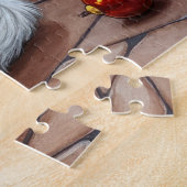 Bichon Frise Fireplace with Christmas Lights ジグソーパズル (側面)