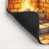 Bichon Frise Fireplace with Christmas Lights マウスパッド (コーナー)