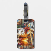 Bichon Frise Fireplace with Christmas Lights ラゲッジタグ (裏面縦)
