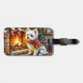 Bichon Frise Fireplace with Christmas Lights ラゲッジタグ (裏面横)