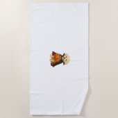 Bichon Frise Halloween Vampire Pup with Pumpkin Ba ビーチタオル (正面)