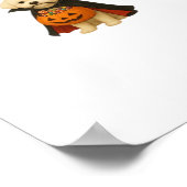 Bichon Frise Halloween Vampire Pup with Pumpkin Ba ポスター (角)