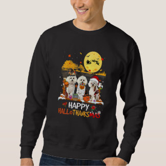 Bichon Frise Happy Hallothanksmas Halloween Thanks スウェットシャツ