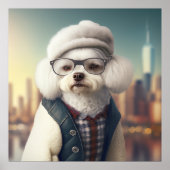 Bichon Frise Hipster Dog Poster ポスター (正面)