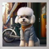 Bichon Frise Hipster Dog Poster ポスター (正面)