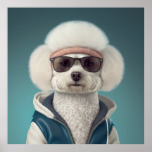 Bichon Frise Hipster Dog Poster