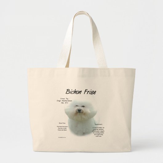 Bichon Frise History; All About Bichon Frise ラージトートバッグ (正面)
