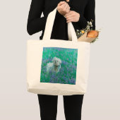 Bichon Frise in Bluebonnets ラージトートバッグ (正面(商品))