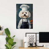 Bichon Frise In Chefs Hat Poster, Pet Poster ポスター (ホームオフィス)