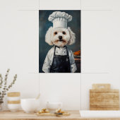 Bichon Frise In Chefs Hat Poster, Pet Poster ポスター (キッチン)