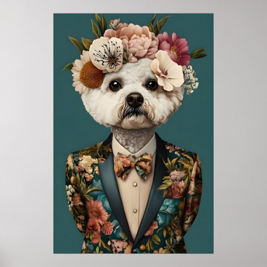 Bichon Frise In Suit Poster, Bichon Frise ポスター (正面)
