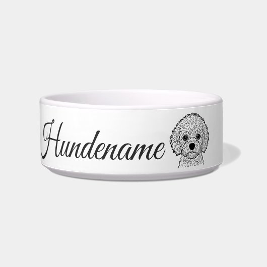 Bichon Frise Line Art personalized bowl ボウル (正面)