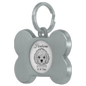Bichon Frise Line Art Personalized Tag ペットネームタグ (正面右)