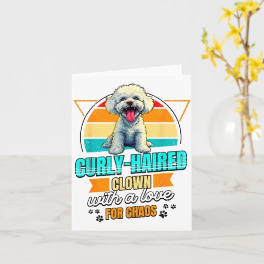 Bichon Frise Lover Funny Bichon Frise Retro  カード (黄色い花)