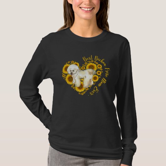 Bichon Frise Mom Sunflower Heart  Mother s Day Tシャツ (正面)