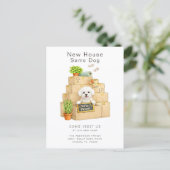 Bichon Frise New House Moving Announcement ポストカード (スタンド正面)